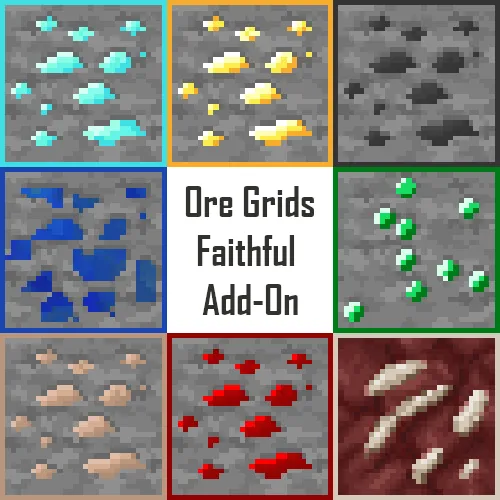 Ore Grids Faithful x32 Add-On — скриншот 3 (Текстуры, Minecraft)