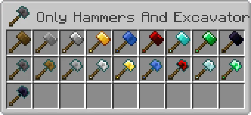 Only Hammers And Excavators, Моды, Minecraft