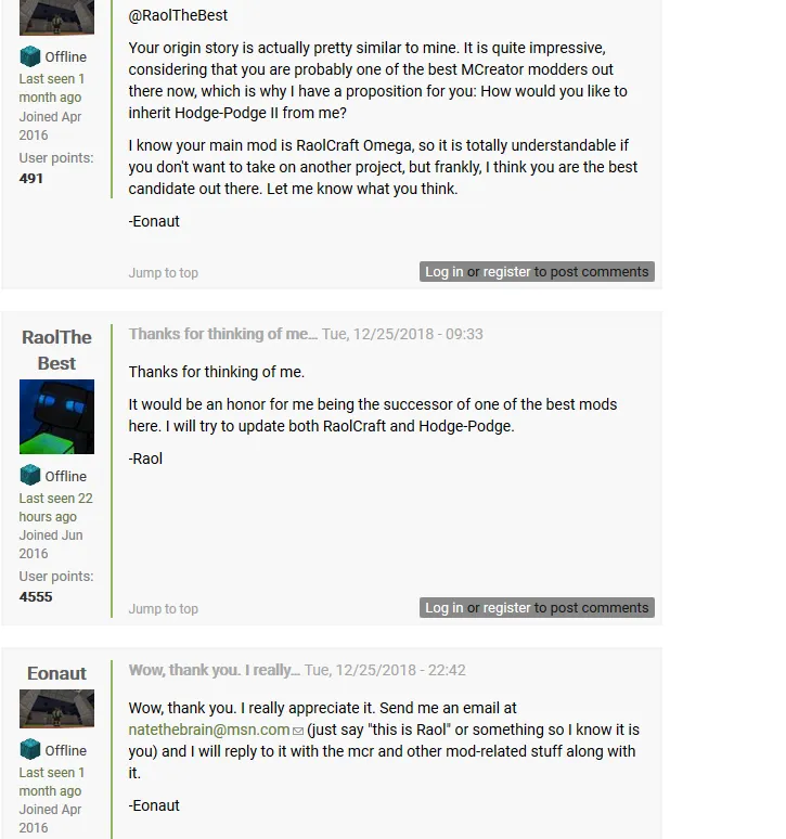 Hodge-Podge III, Моды, Minecraft