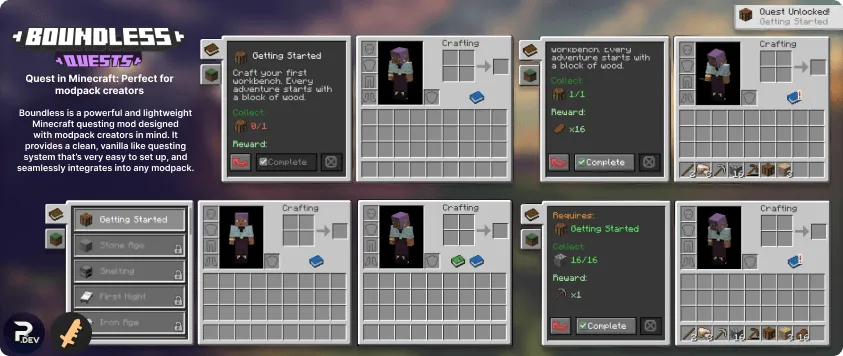 Boundless Quests, Моды, Minecraft