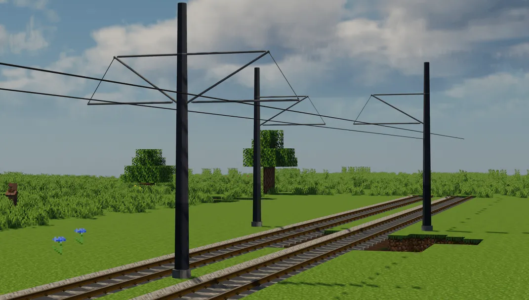 Tram Rails & Poles Pack By Krzysiek5757 [Immersive Railroading] — скриншот 7 (Дата-паки, Minecraft)