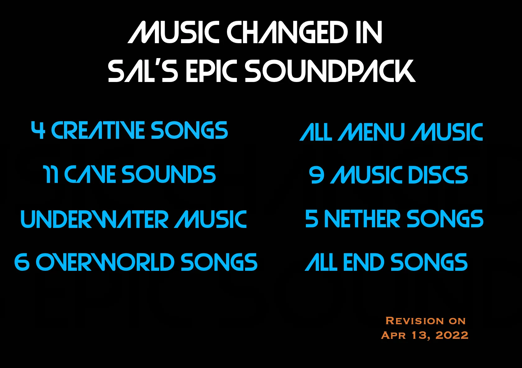 Sal's epic soundpack, Кастомизации, Minecraft