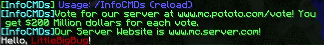 InfoCMDs — скриншот 1 (Плагины, Minecraft)