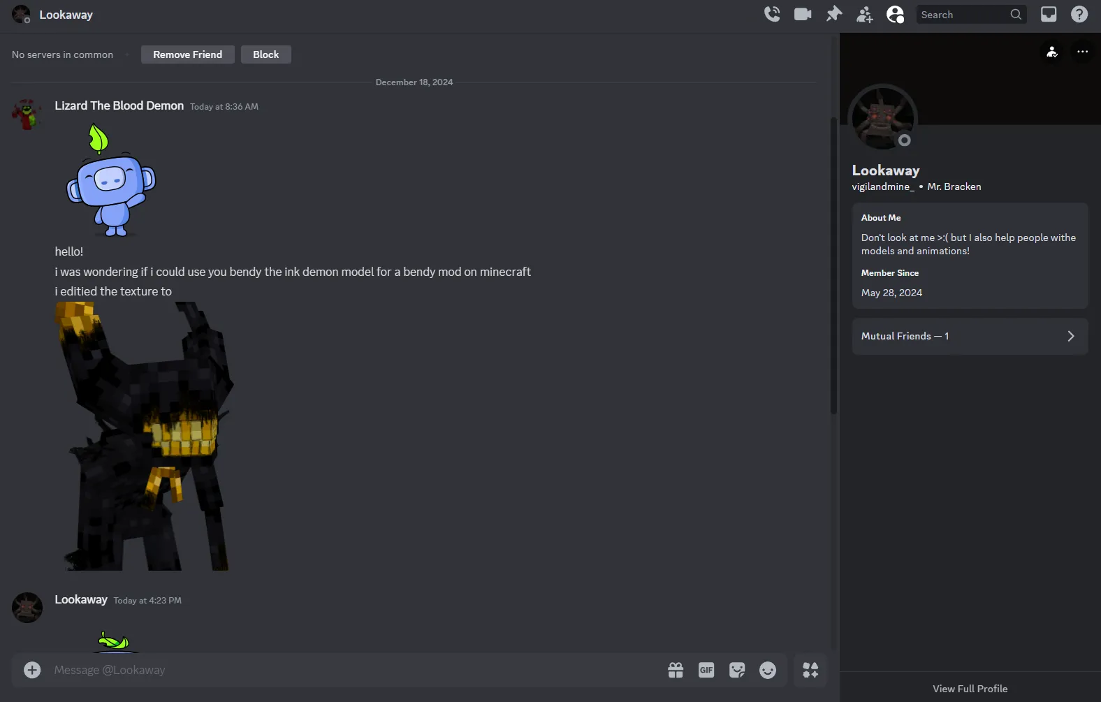 The Ink Demon (Dweller) (discontinued for now), Моды, Minecraft