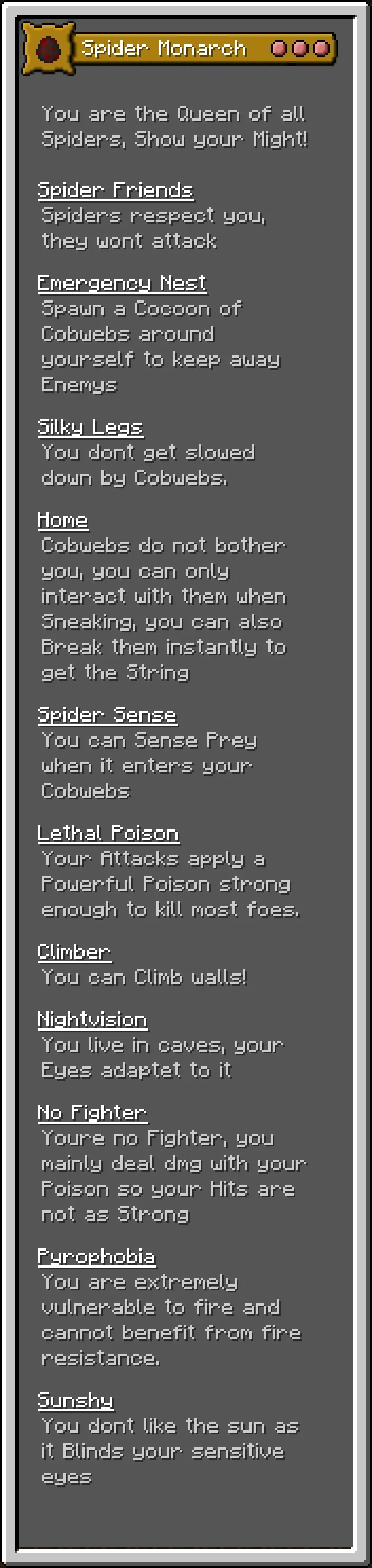 Poisons Origins, Моды, Minecraft