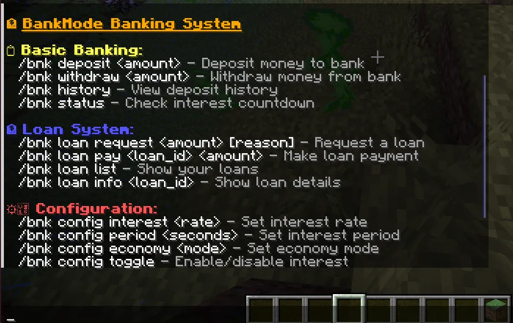 BnkSystem — скриншот 1 (Плагины, Minecraft)