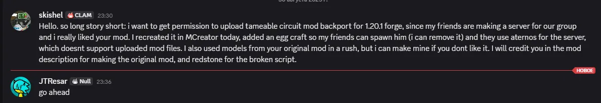 Tameable Circuit Backport, Моды, Minecraft