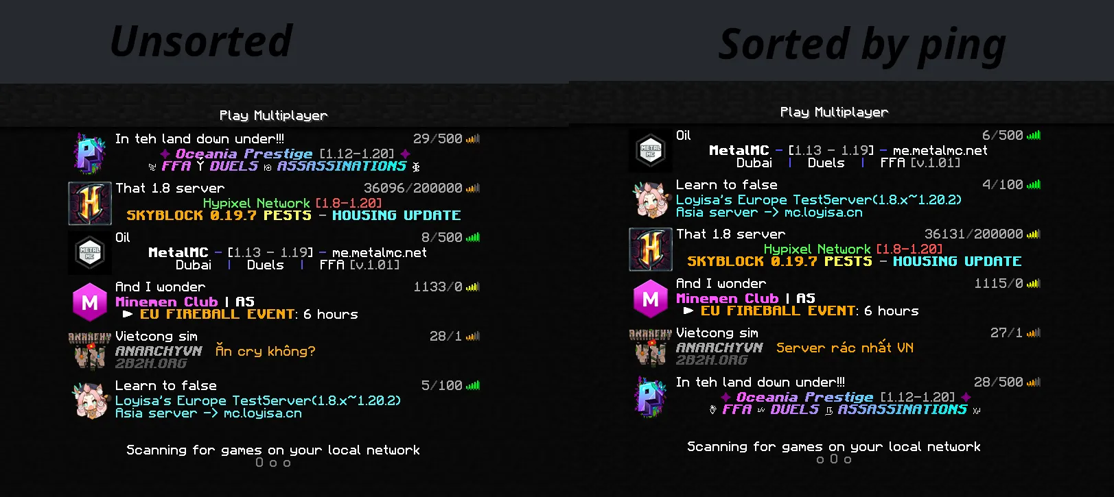 Server Sorter — скриншот 2 (Моды, Minecraft)