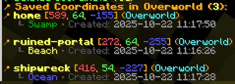 (Fabric/Quilt) Recall Coords, Моды, Minecraft