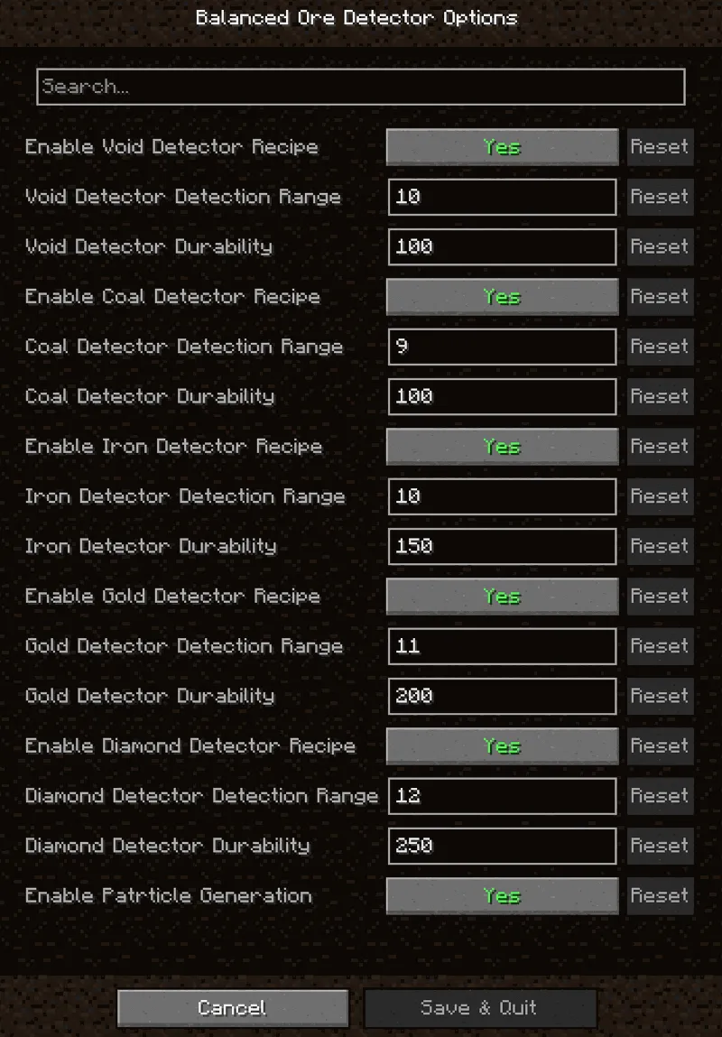 Balanced Ore Detector, Моды, Minecraft