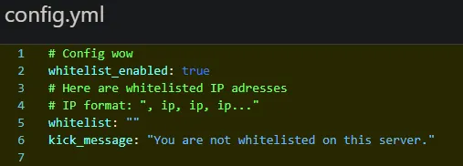 IPWhiteList — скриншот 1 (Плагины, Minecraft)