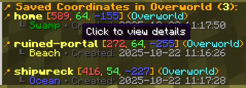 (Fabric/Quilt) Recall Coords, Моды, Minecraft