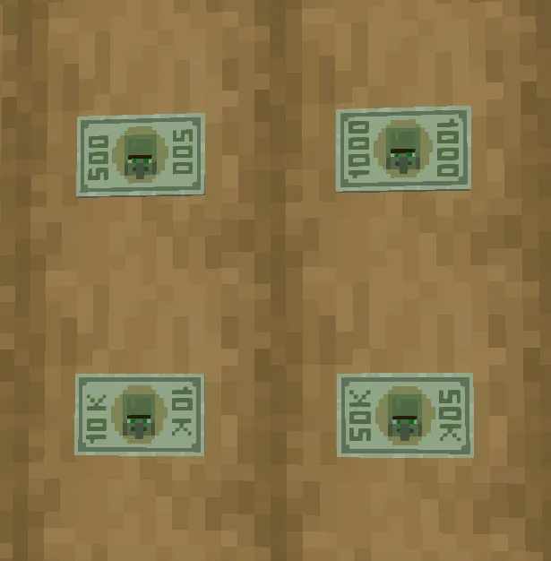 Mine Dollar Bill, Текстуры, Minecraft
