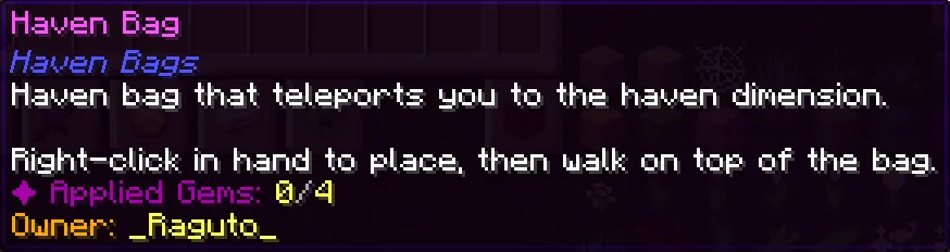 Haven Bags, Моды, Minecraft