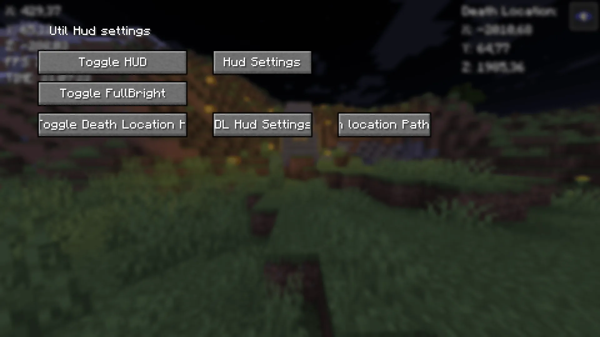 UTIL HUD (Coordinates, Fullbright, Fps, time, Last Death location) , Моды, Minecraft