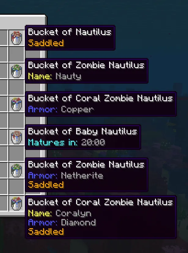 Bucket of Nautilus, Моды, Minecraft