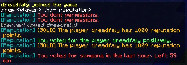 Reputation's — скриншот 1 (Плагины, Minecraft)