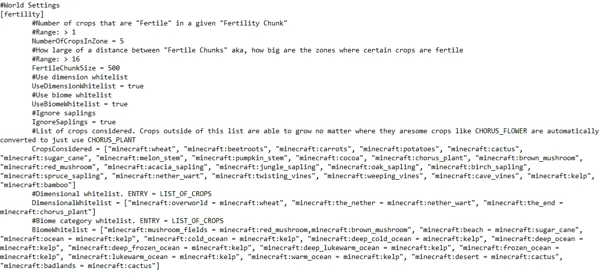 Fertility, Моды, Minecraft