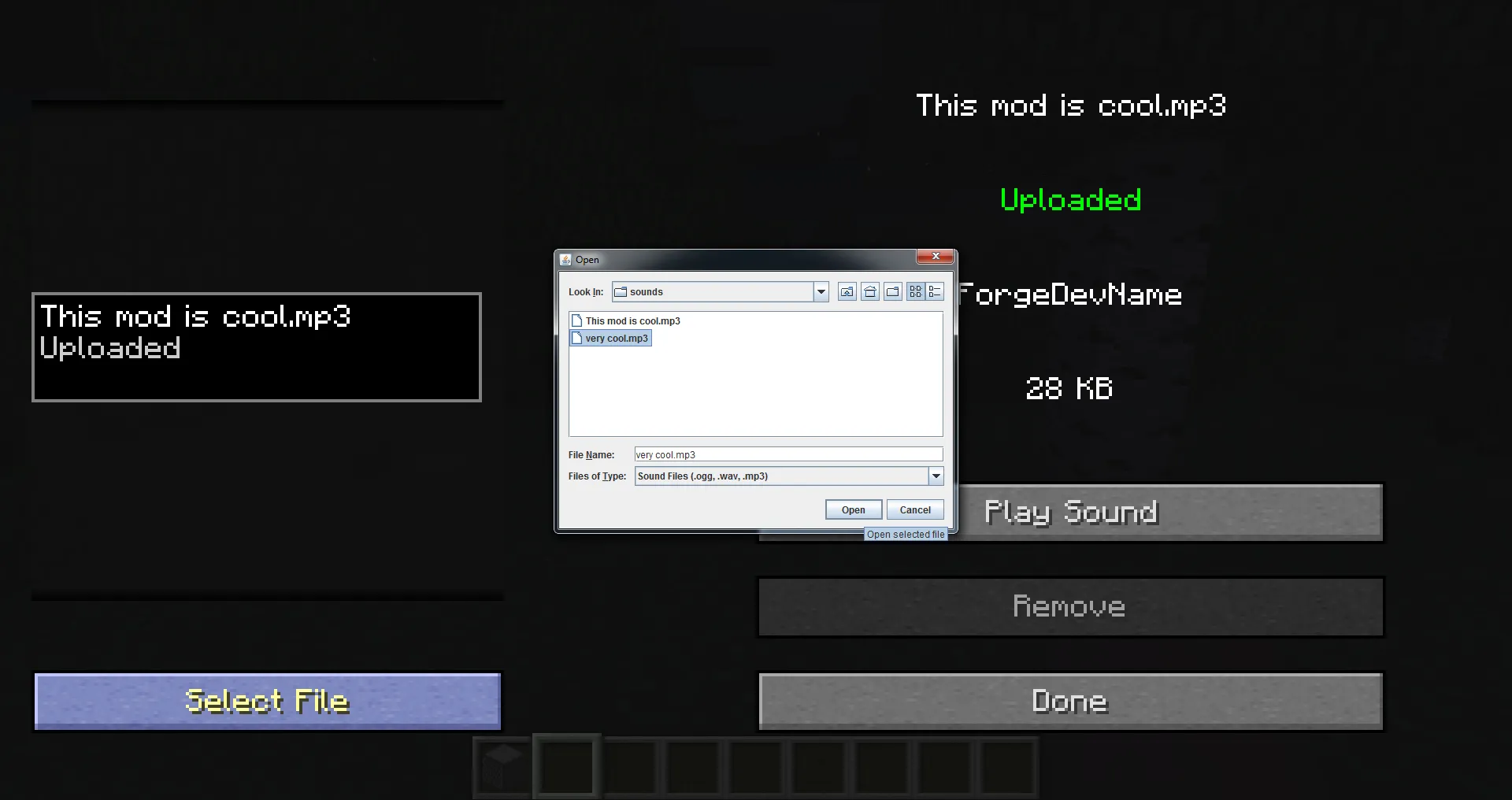 Sounds Cool, Моды, Minecraft