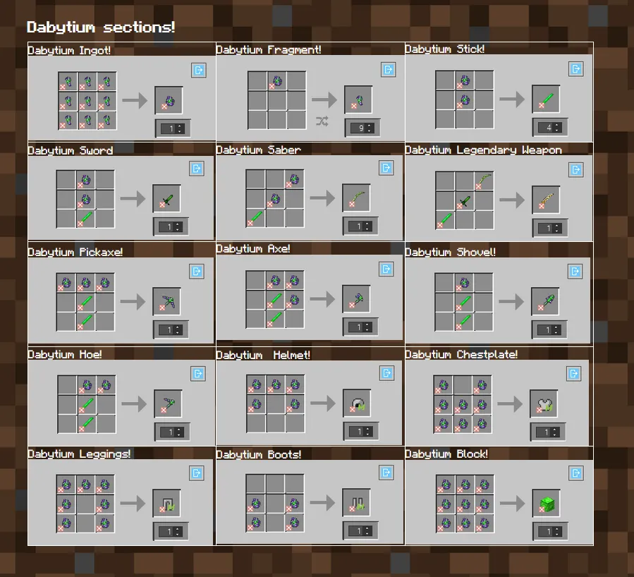 Daby Mods, Моды, Minecraft