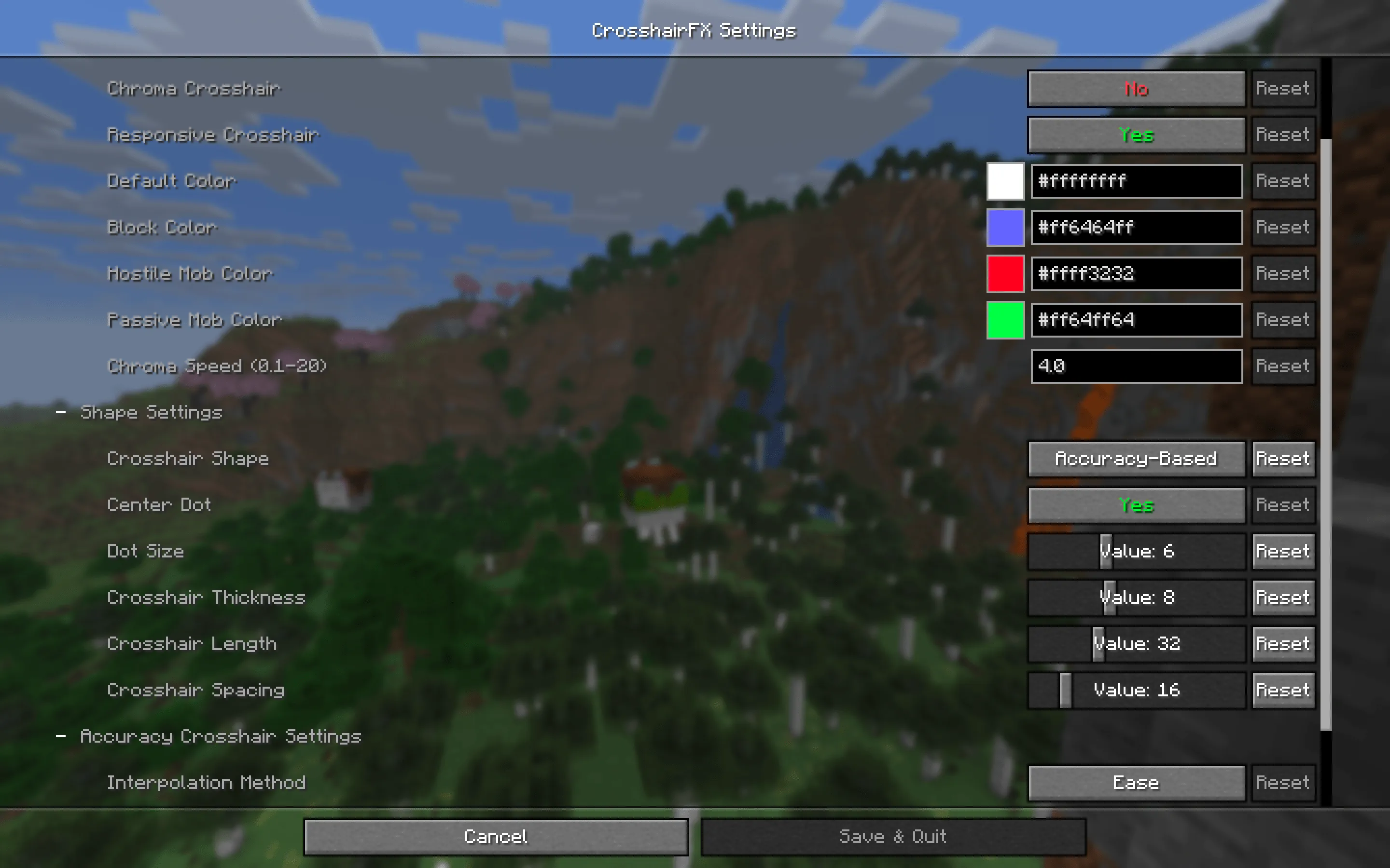 CrosshairFX — скриншот 1 (Моды, Minecraft)