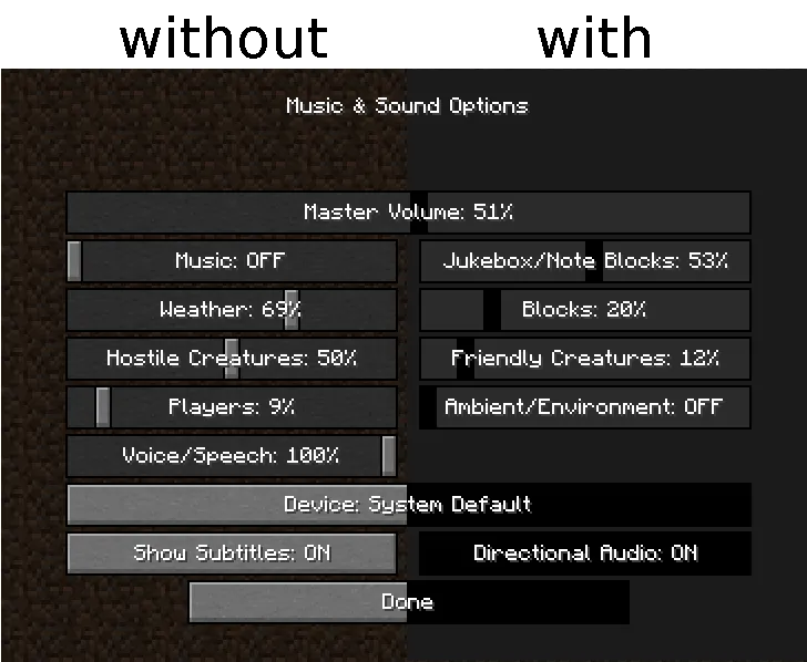 cleaner gui, Текстуры, Minecraft
