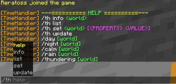TimeHandler — скриншот 2 (Плагины, Minecraft)