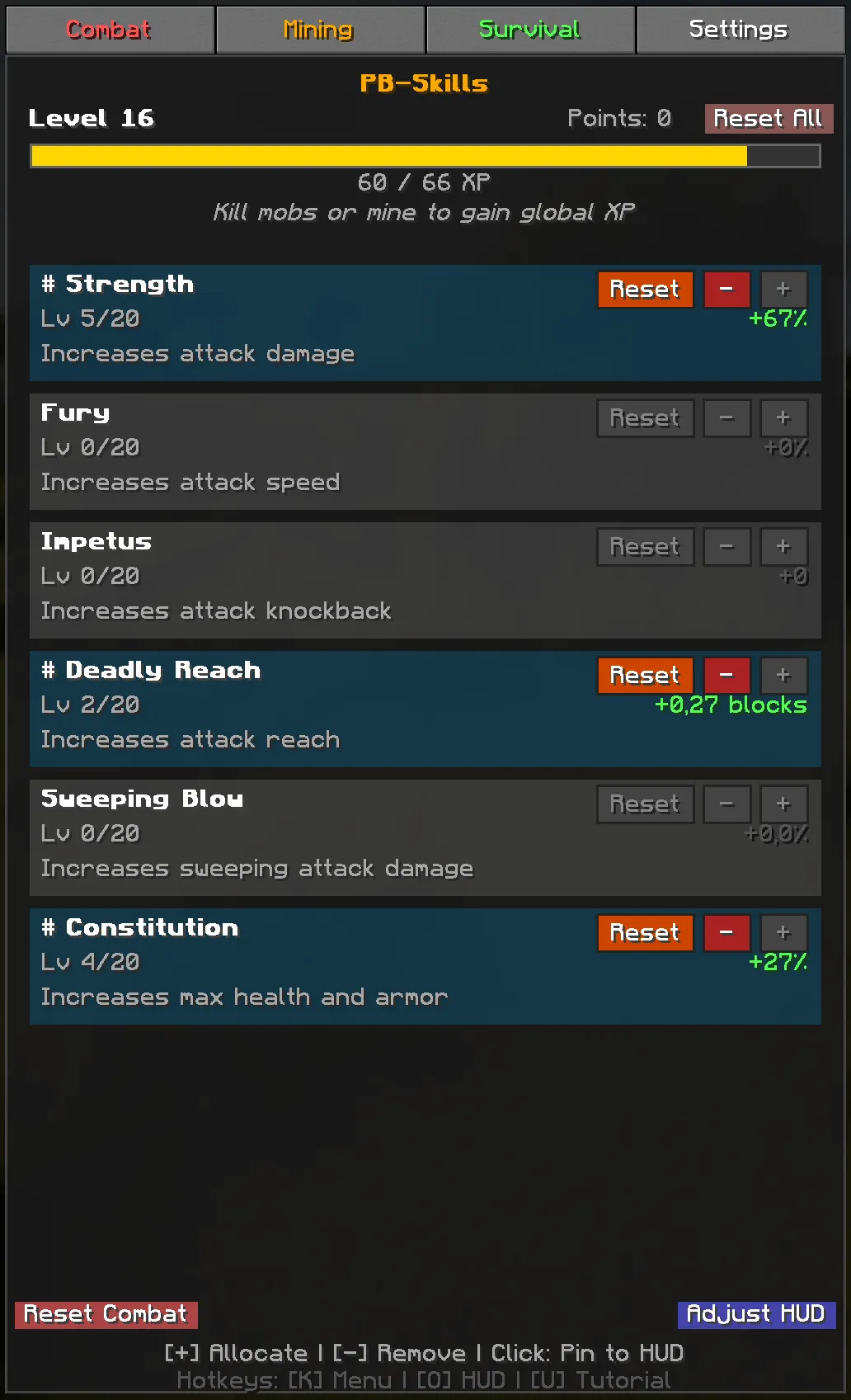 PB-Skills, Моды, Minecraft