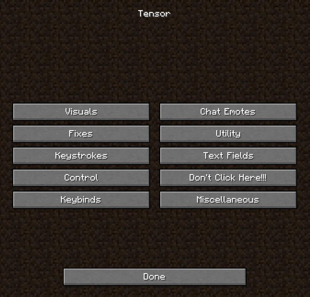 Tensor, Моды, Minecraft