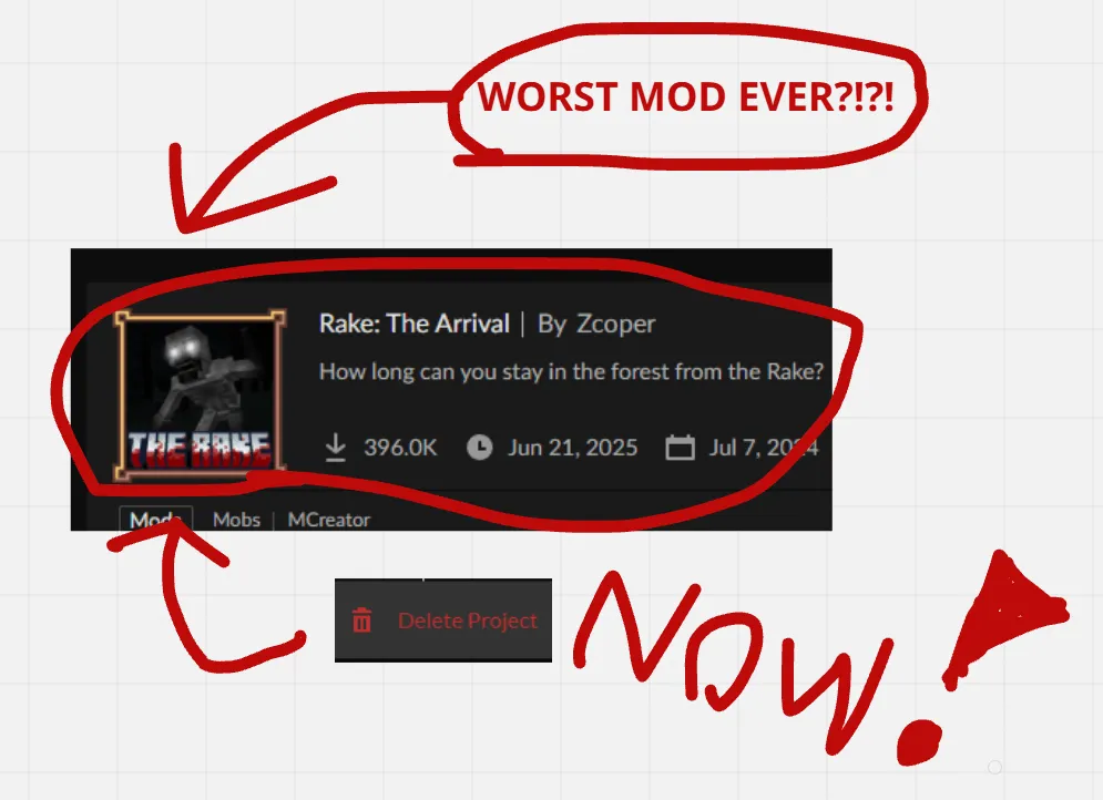 The Rake - BrysZI - (Horror Tag For More Downloads?!?!?!), Моды, Minecraft