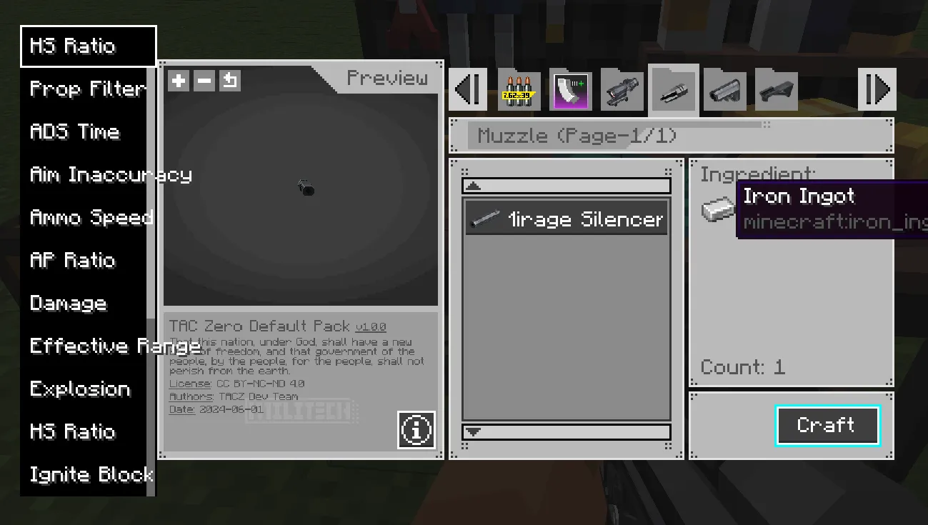 TaCZ addon, Моды, Minecraft