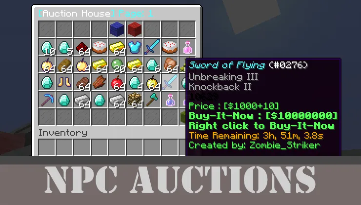 NPCAuctions, Плагины, Minecraft