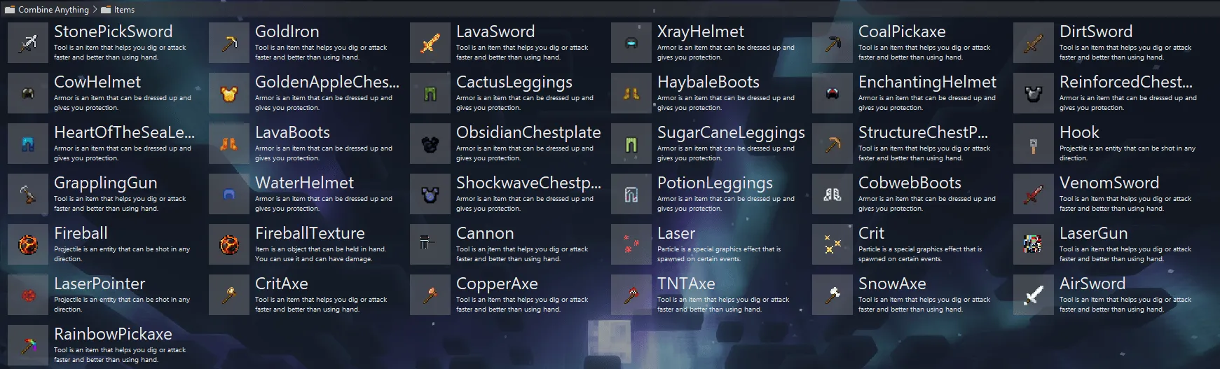 Combine Anything (30+ Items), Моды, Minecraft