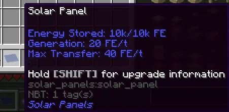 Solar Panel, Моды, Minecraft