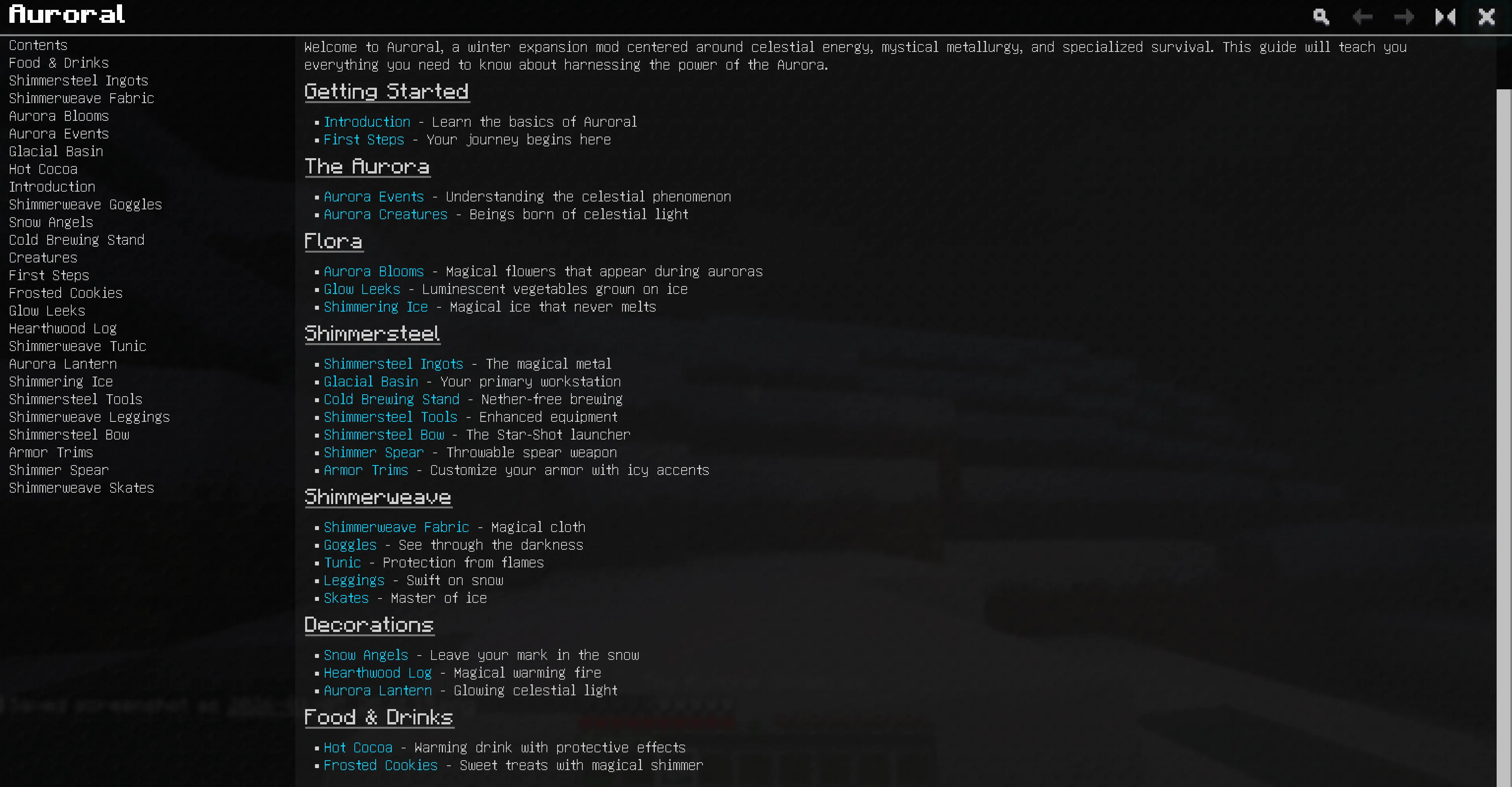 Auroral, Моды, Minecraft