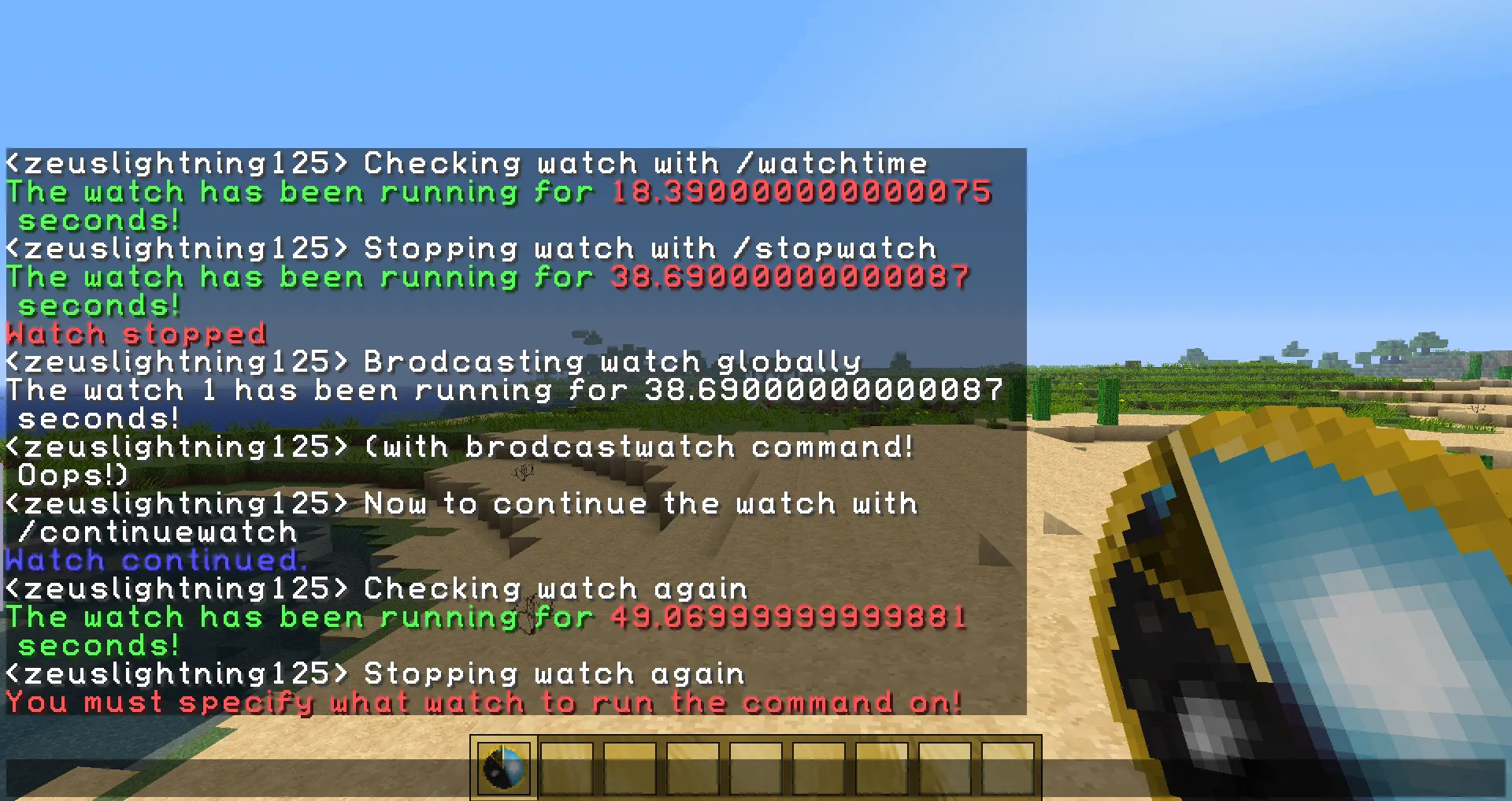 StopWatch, Плагины, Minecraft