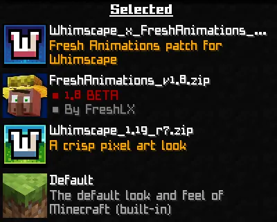 Whimscape x Fresh Animations, Текстуры, Minecraft