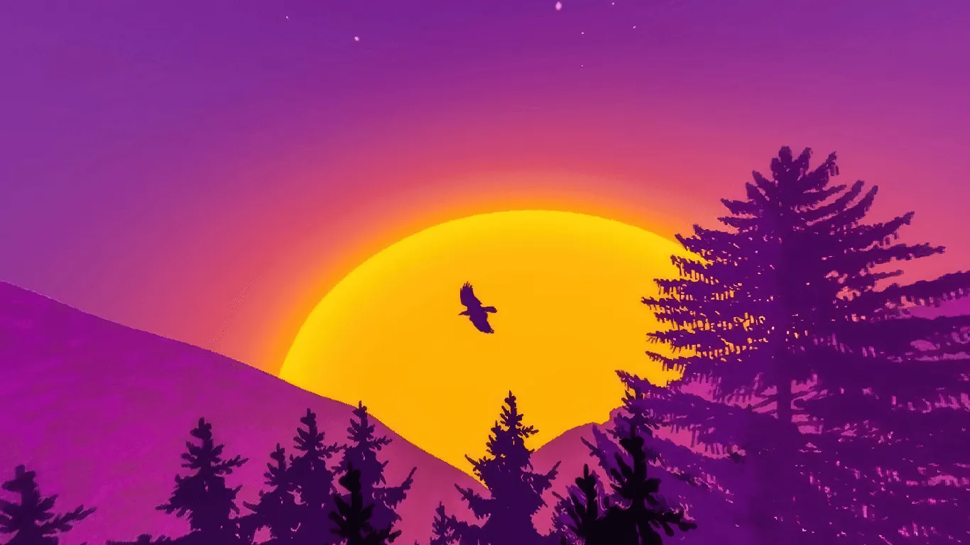 sky sunset mountain forest, Текстуры, Minecraft