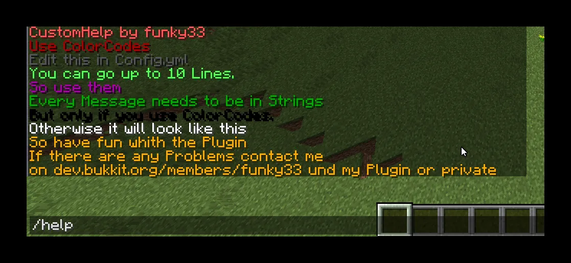 Custom Help Message — скриншот 1 (Плагины, Minecraft)