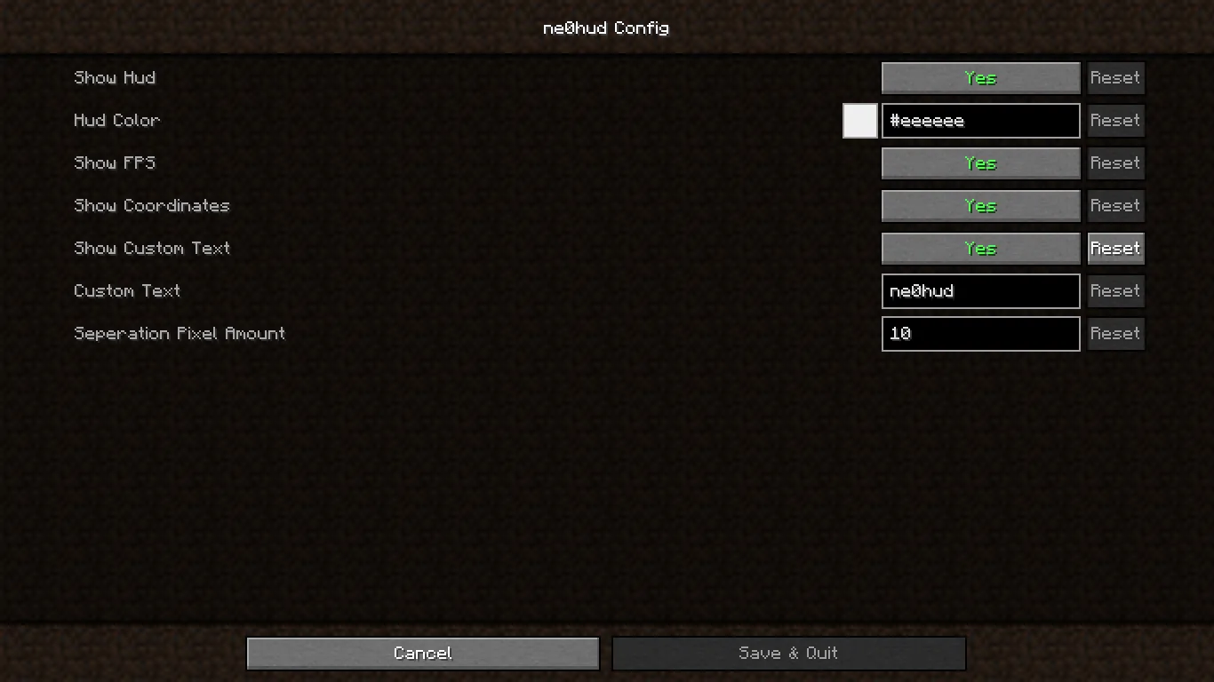 ne0hud — скриншот 2 (Моды, Minecraft)