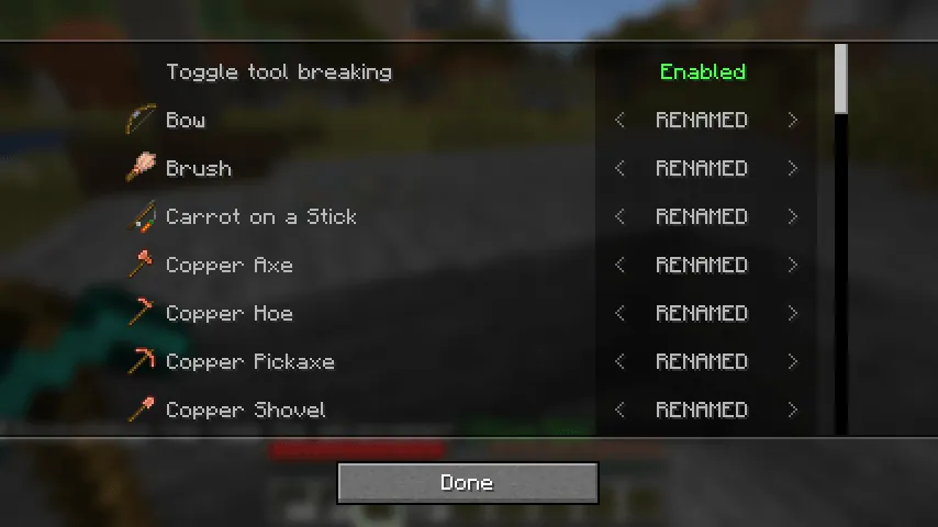 Don't Break My Tools !, Моды, Minecraft