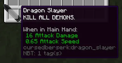 Dragon Slayer [From Berserk manga], Моды, Minecraft