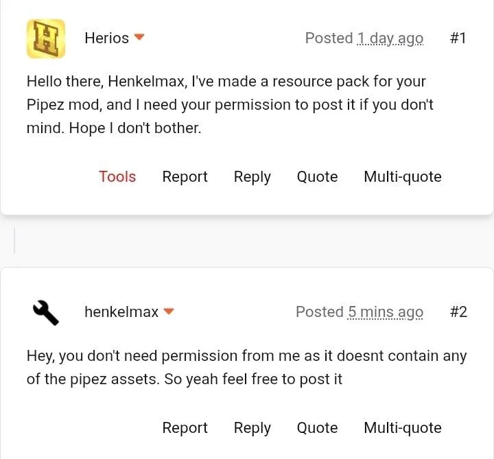 Herios' Pipez, Текстуры, Minecraft