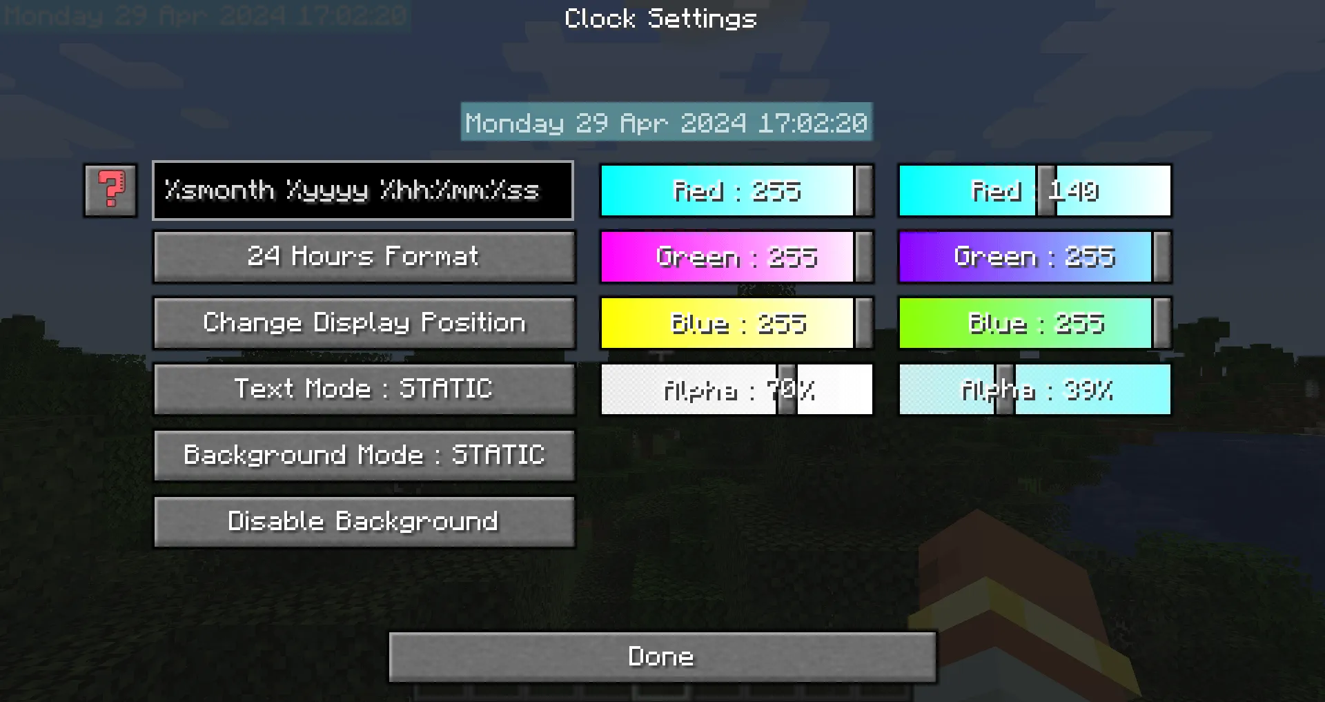 Remind Clock HUD, Моды, Minecraft