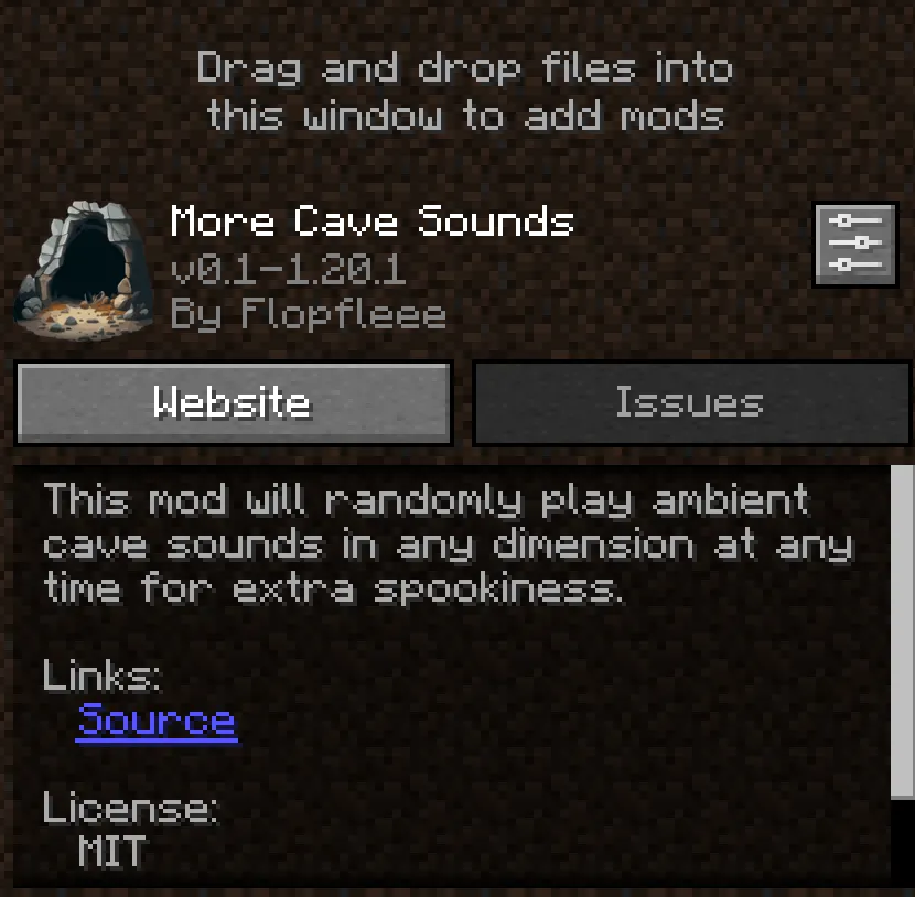 Mo Cave Sounds, Моды, Minecraft