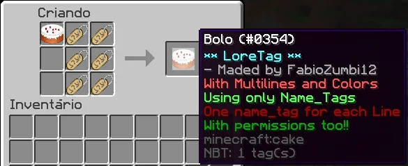 LoreTag — скриншот 1 (Плагины, Minecraft)