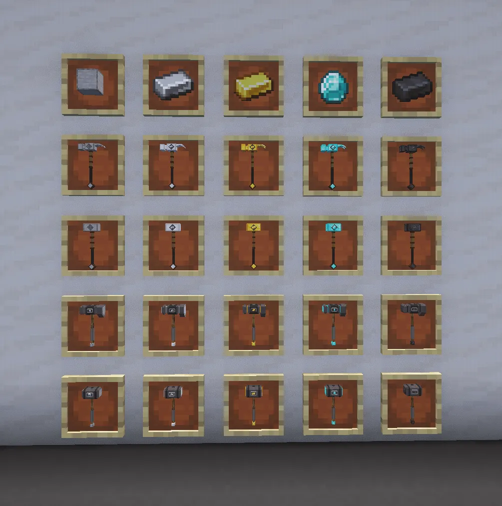 Chronicles of Kings – Tools (Hammers, Shovels, Axes, Hoes, Glass Cutters, Rock Crushers, and Concrete Mixers) — скриншот 2 (Моды, Minecraft)
