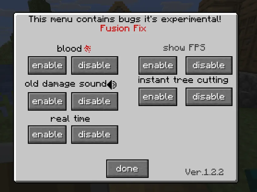 Fusion Fix, Моды, Minecraft