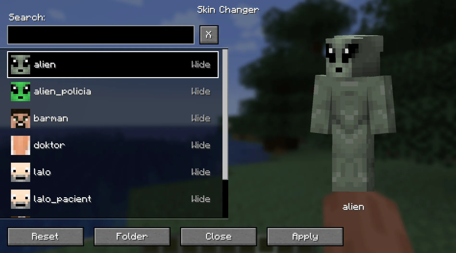MrChair1's Skin Changer — скриншот 2 (Моды, Minecraft)