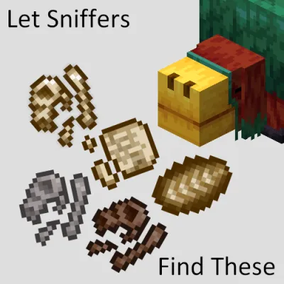 Let Sniffers Find Fossils (Fossils and Archeology) — скриншот 1 (Дата-паки, Minecraft)